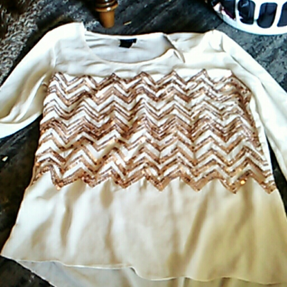 Cream shirt with gold bedazzles