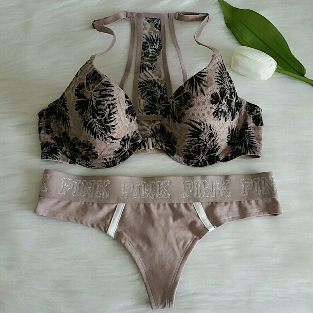 PINK VS TSHIRT BRA 34D & Logo Thong S.nwt - Picture 1 of 4