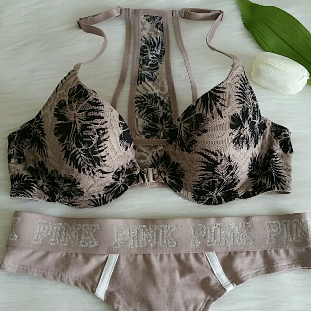 PINK VS TSHIRT BRA 34D & Logo Thong S.nwt - Picture 2 of 4