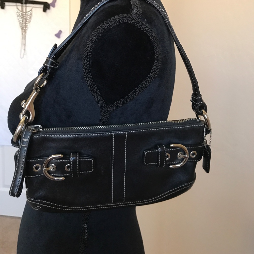 Black leather Coach purse