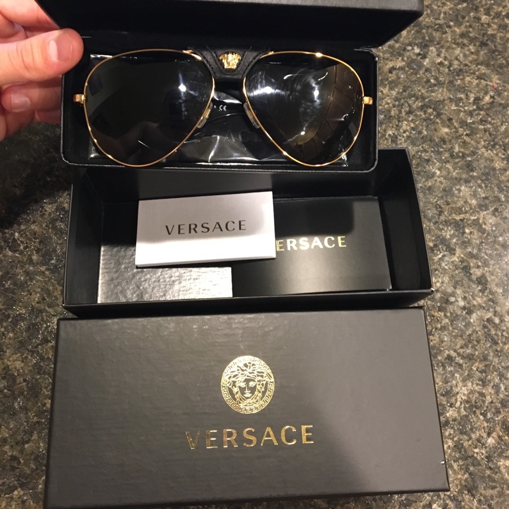 Versace gold flake Medusa sunglasses