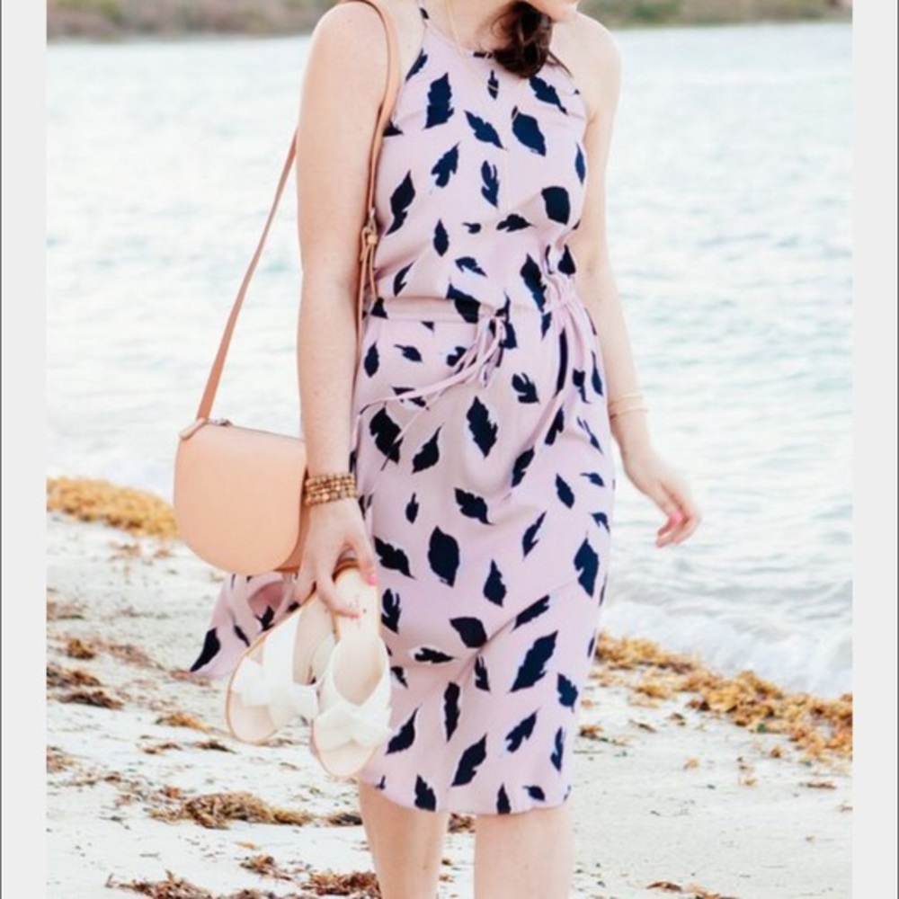 Black Feather Print Lavender dress