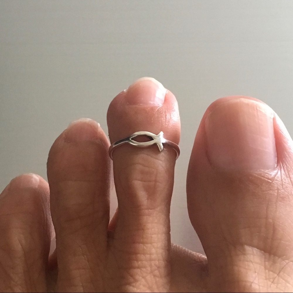 Sterling Silver Tiny Icthus Toe Ring - image 1