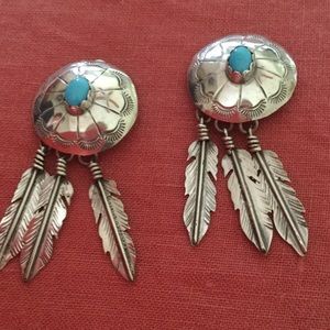 Sterling Silver Navajo/Turquise Clip Earrings