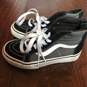 EUC Boys High Top Vans Sneakers 12.5 Black Gray