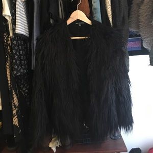 Black fur jacket cardigan
