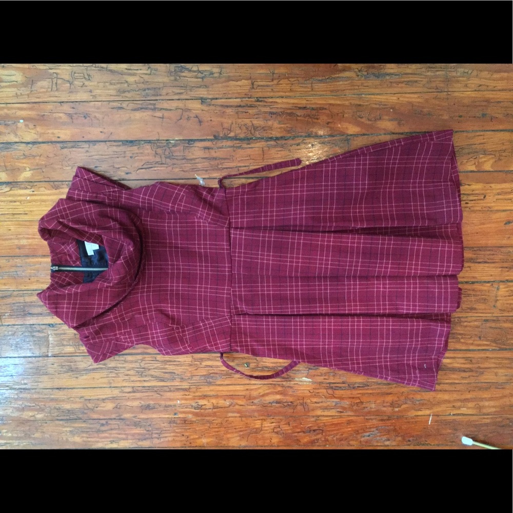 Maroon plaid dress