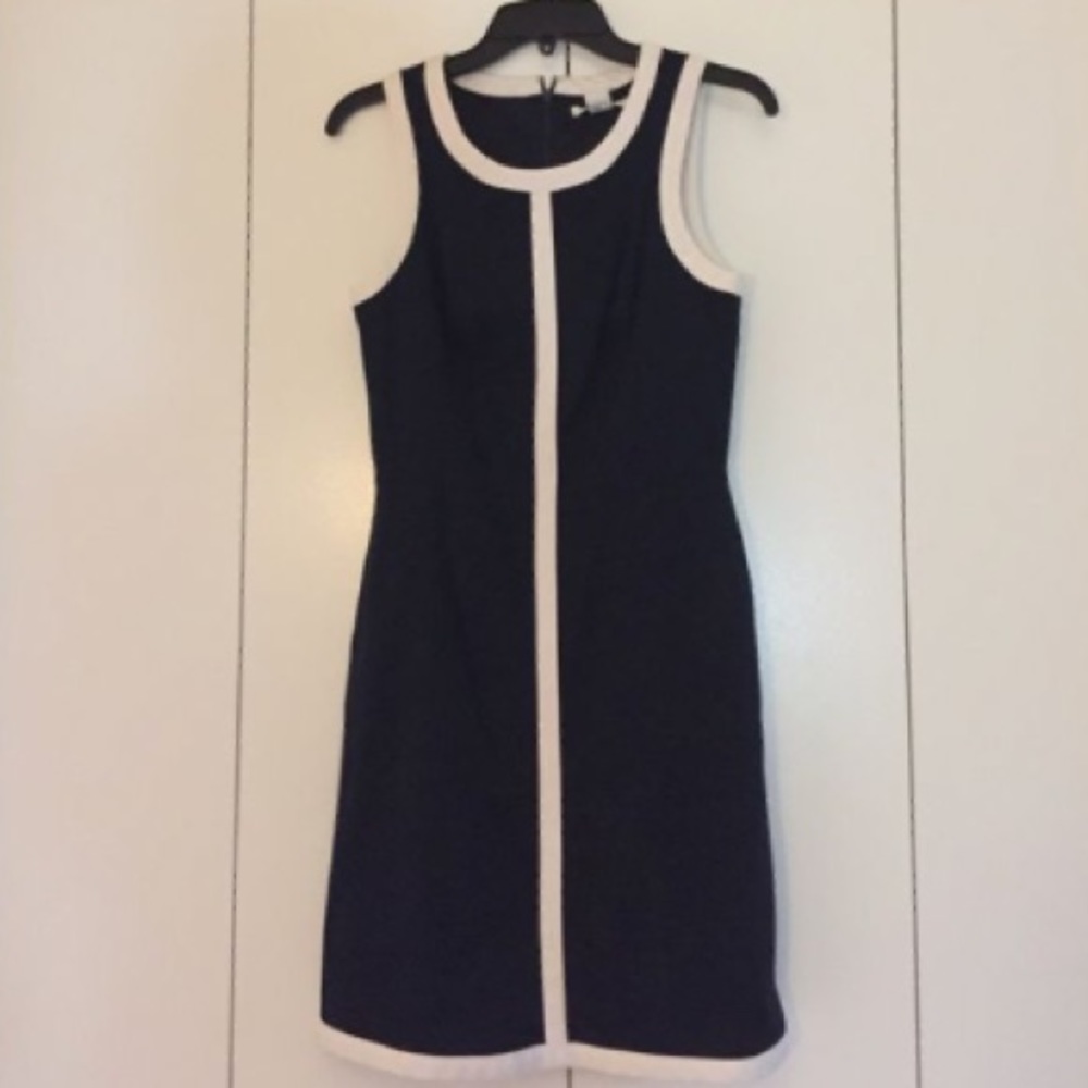 Banana Republic Navy and White Sleeveless Dress