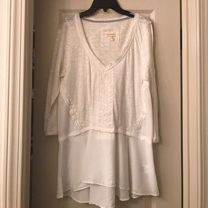 White shirt with design and sheer bottom