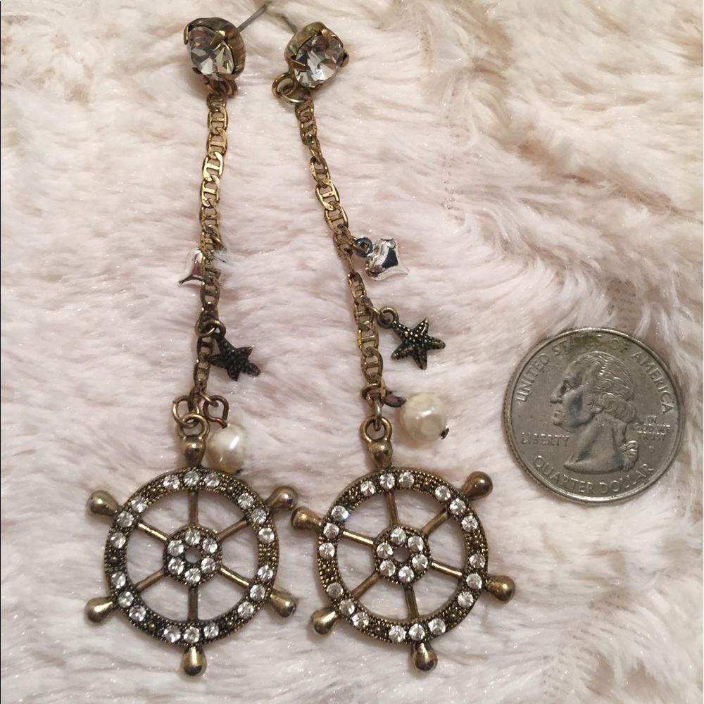 Betsey Johnson nautical themed dangle earrings