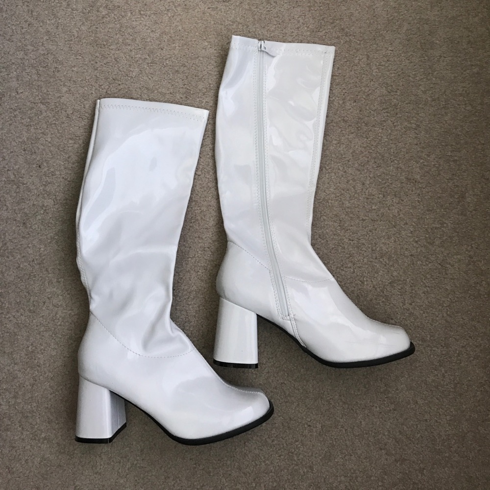 White patent gogo boots