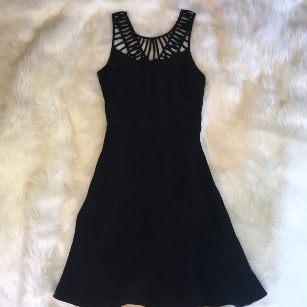 Parker Fit and Flare Silk Dress with Strappy Neck