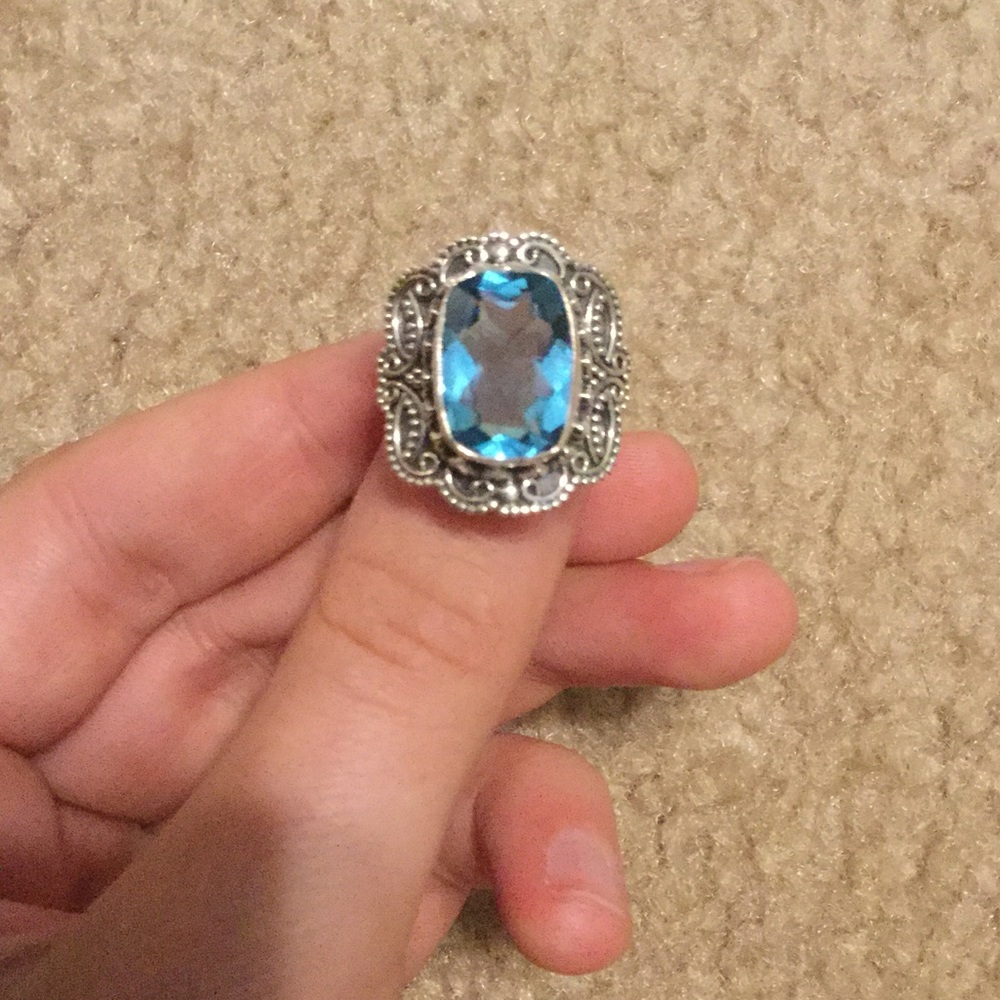 Genuine Blue Topaz Ring Size 8
