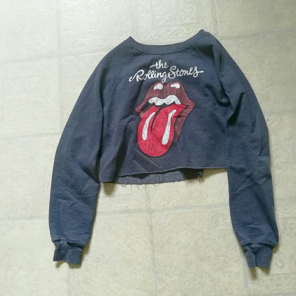 Rolling Stones Gray Crop Top