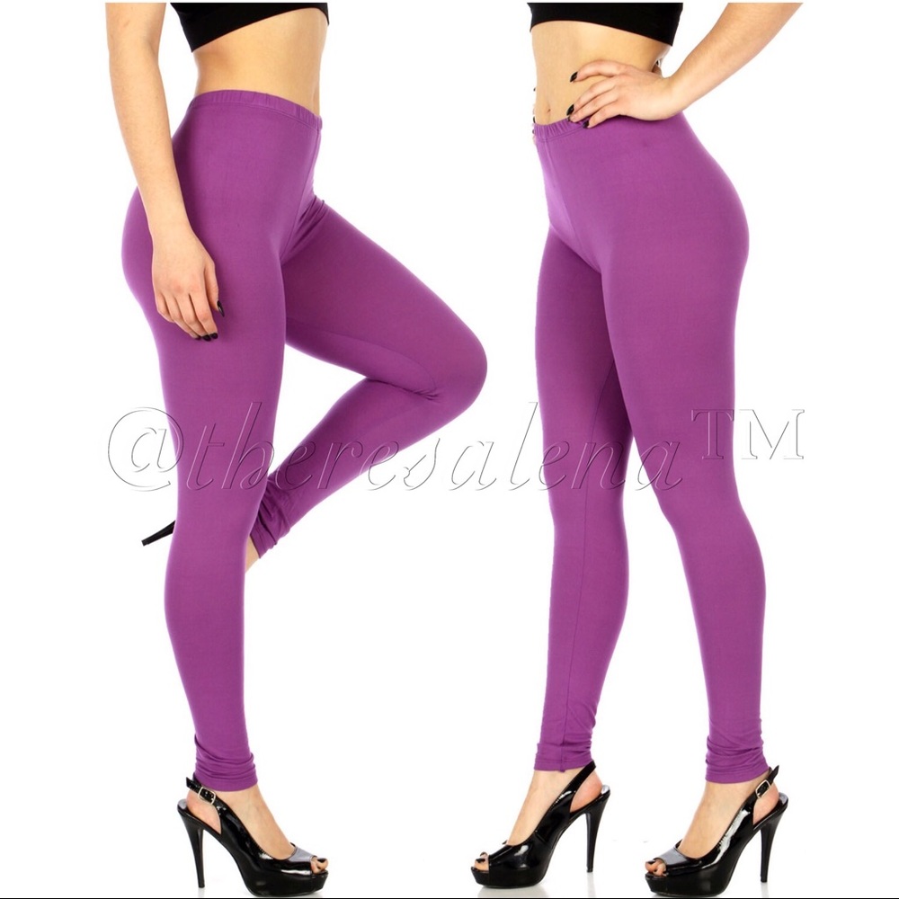 High waist solid leggings Purple