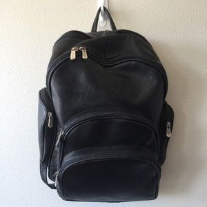 Piel Black Leather Backpack