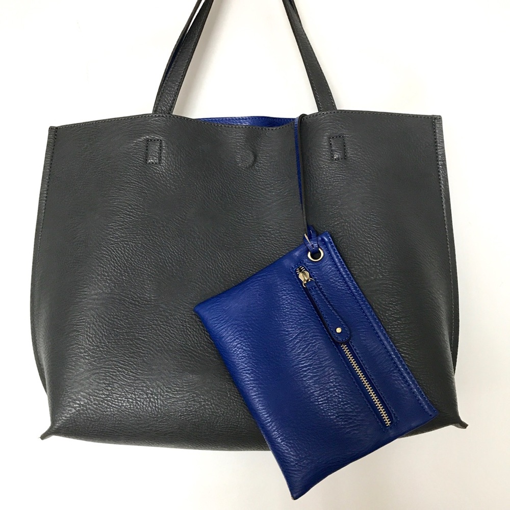 Reversible Faux Leather Tote
