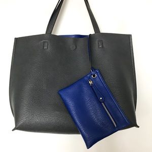 Reversible Faux Leather Tote