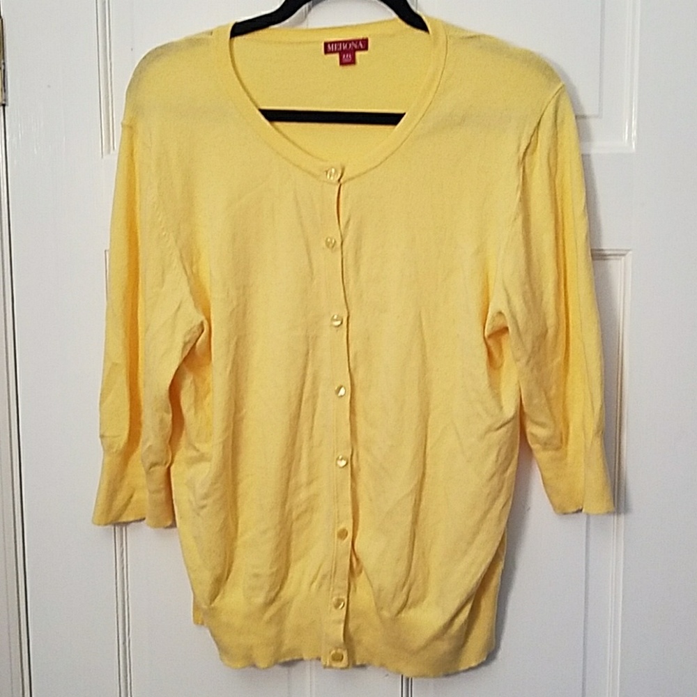Merona XXL yellow sweater cardigan 3/4 sleeve