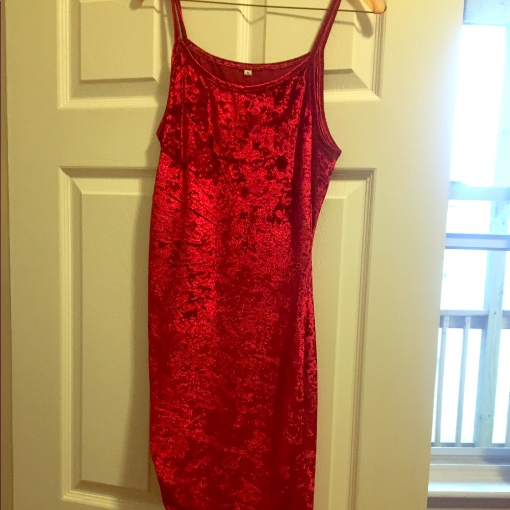 Red velvet dress
