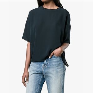 Vince Black Silk Crewneck Tee Blouse T-Shirt