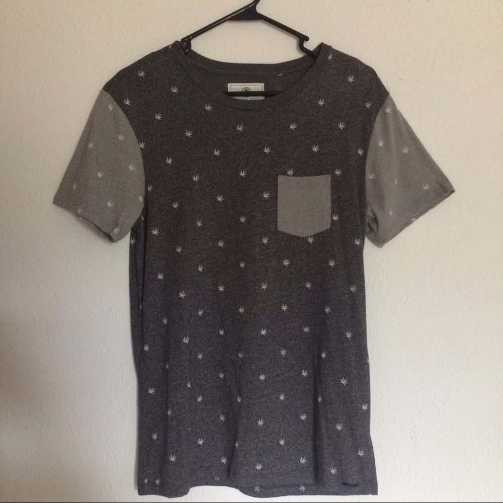 Marijuana Print Tee with Pocket