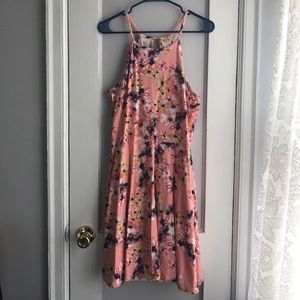 BARELY WORN Pink Floral Skater Dress