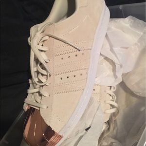 Metallic Rose Gold Adidas size 8.5