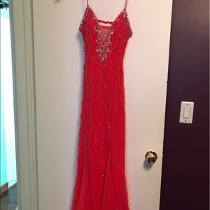 Coral Red Davids Bridal Prom dress Size 2