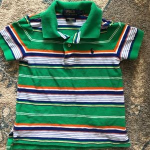 Green/multi-stripe boys Polo in size 3T.