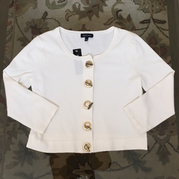 Spense Sweaters - NWT SALE! Short Ivory Crop Top Sweater GOLD Accent