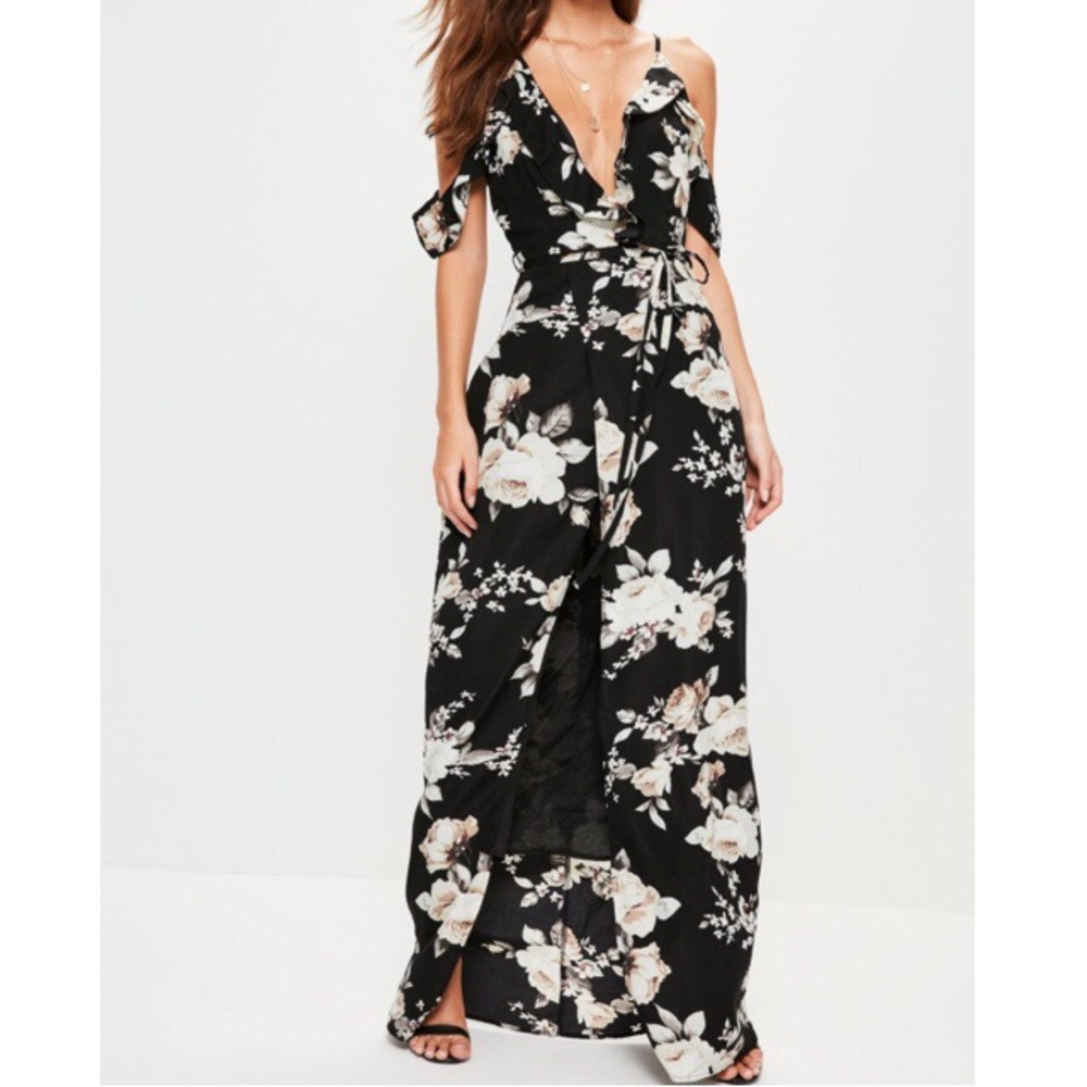 Cold shoulders, floral maxi dress