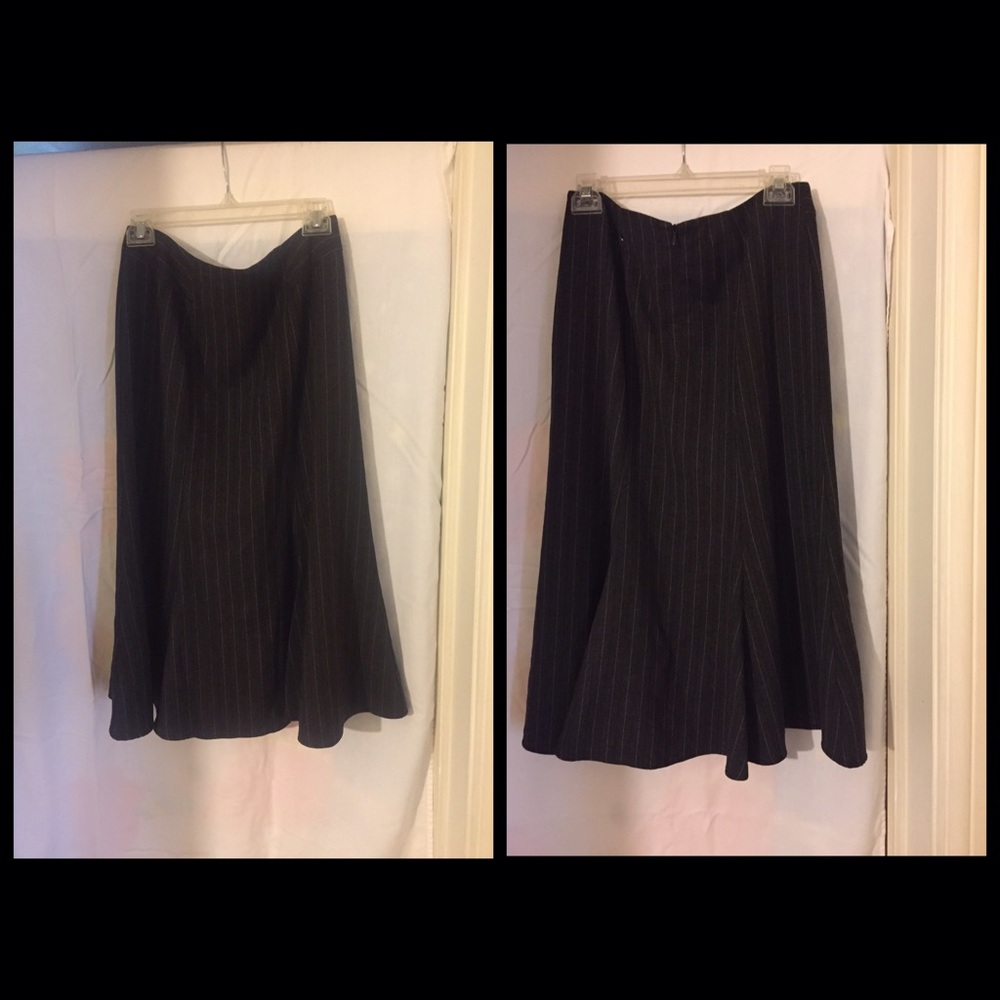 Pinstripe dark grey knee length skirt