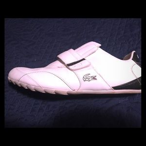 Lacoste men's white and black Velcro shoes