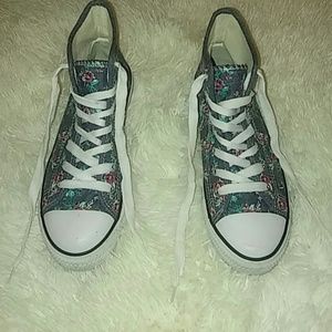 High Top Floral Jean Canvas Shoes