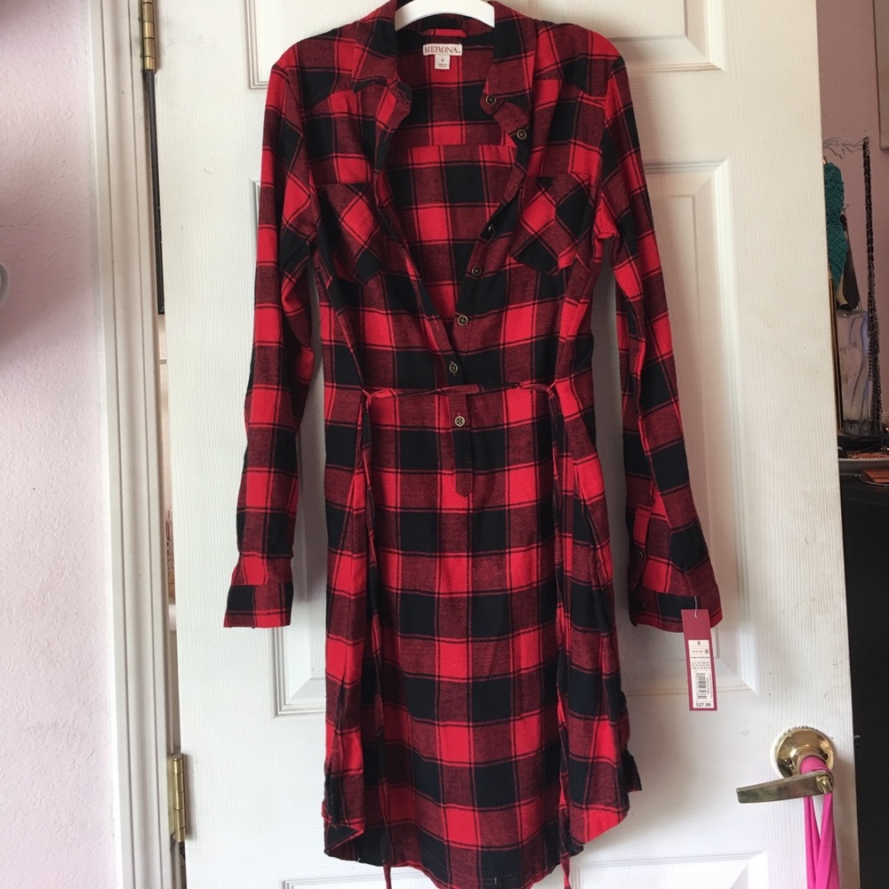 Red plaid dress