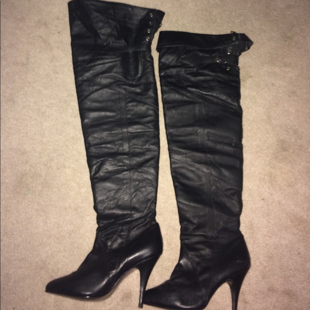 Thigh high black boots