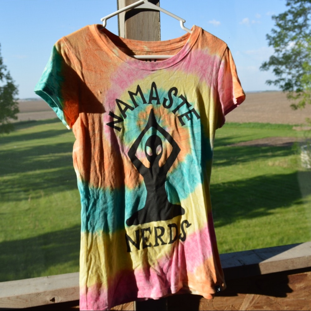 Tie dye "Namaste Nerds" tee