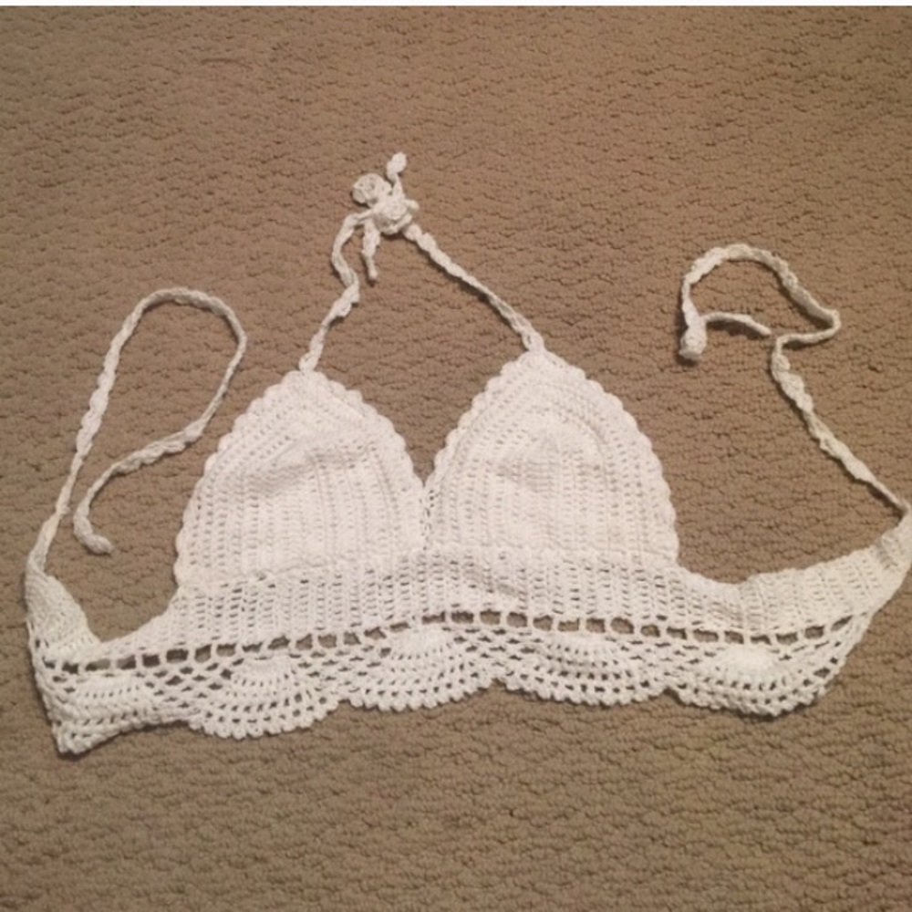 White crotchet festival top