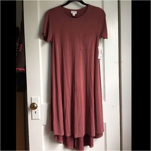 Nwt Lularoe Dusty Rose pink Carly Dress UNICORN XS