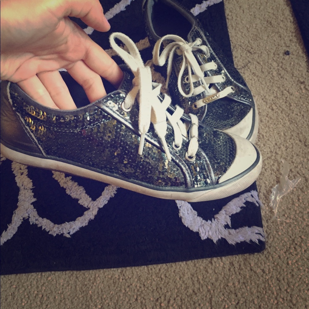 Coach Grey Sequin Sneakers