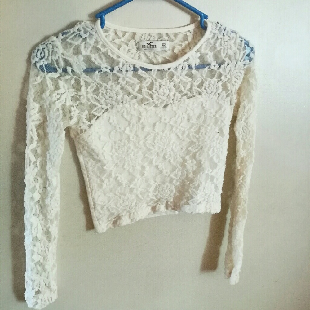 Off White Lace Crop Top
