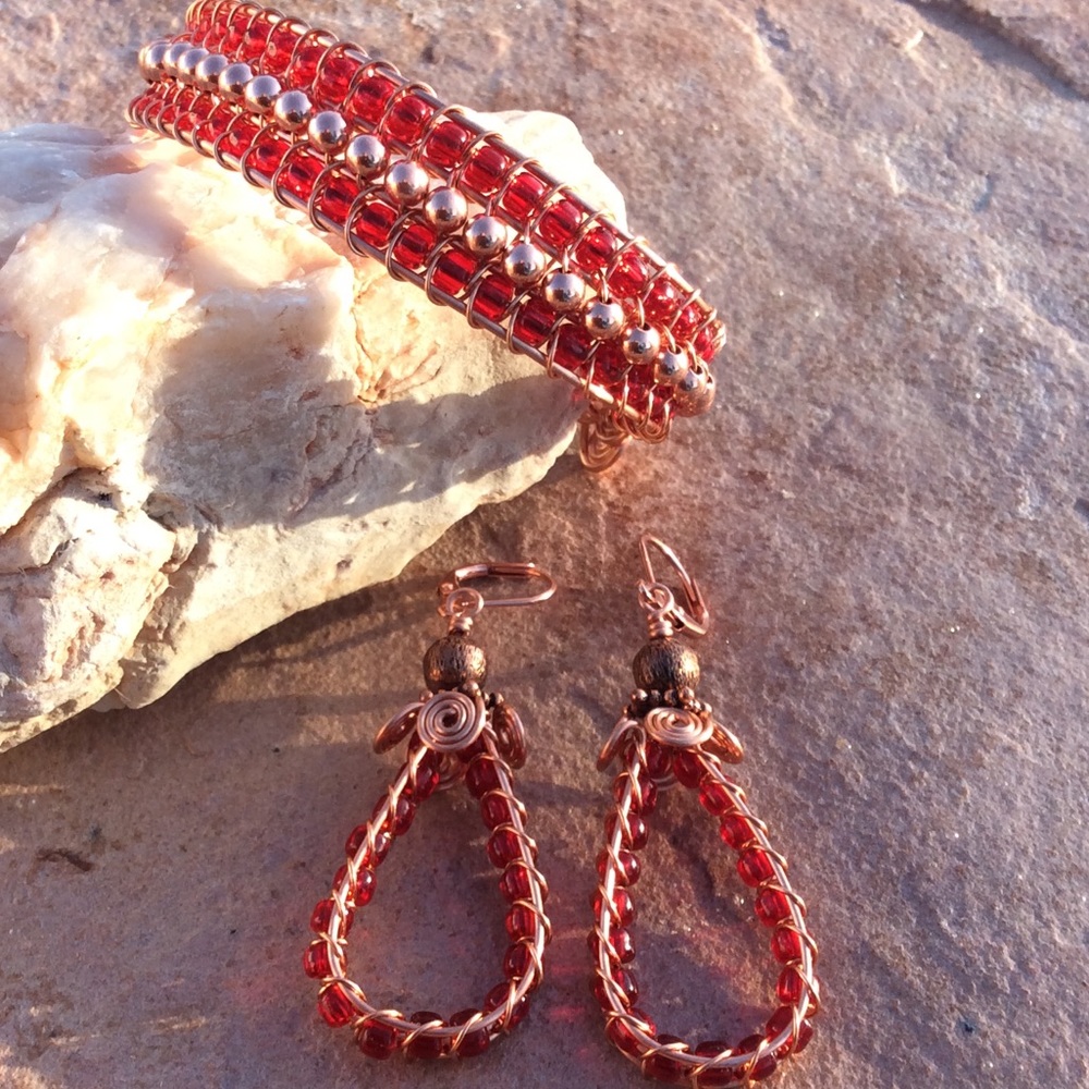 Copper Bracelet and Earring Set