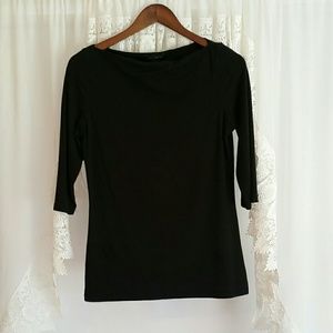 Elegant 3/4 sleeve black top