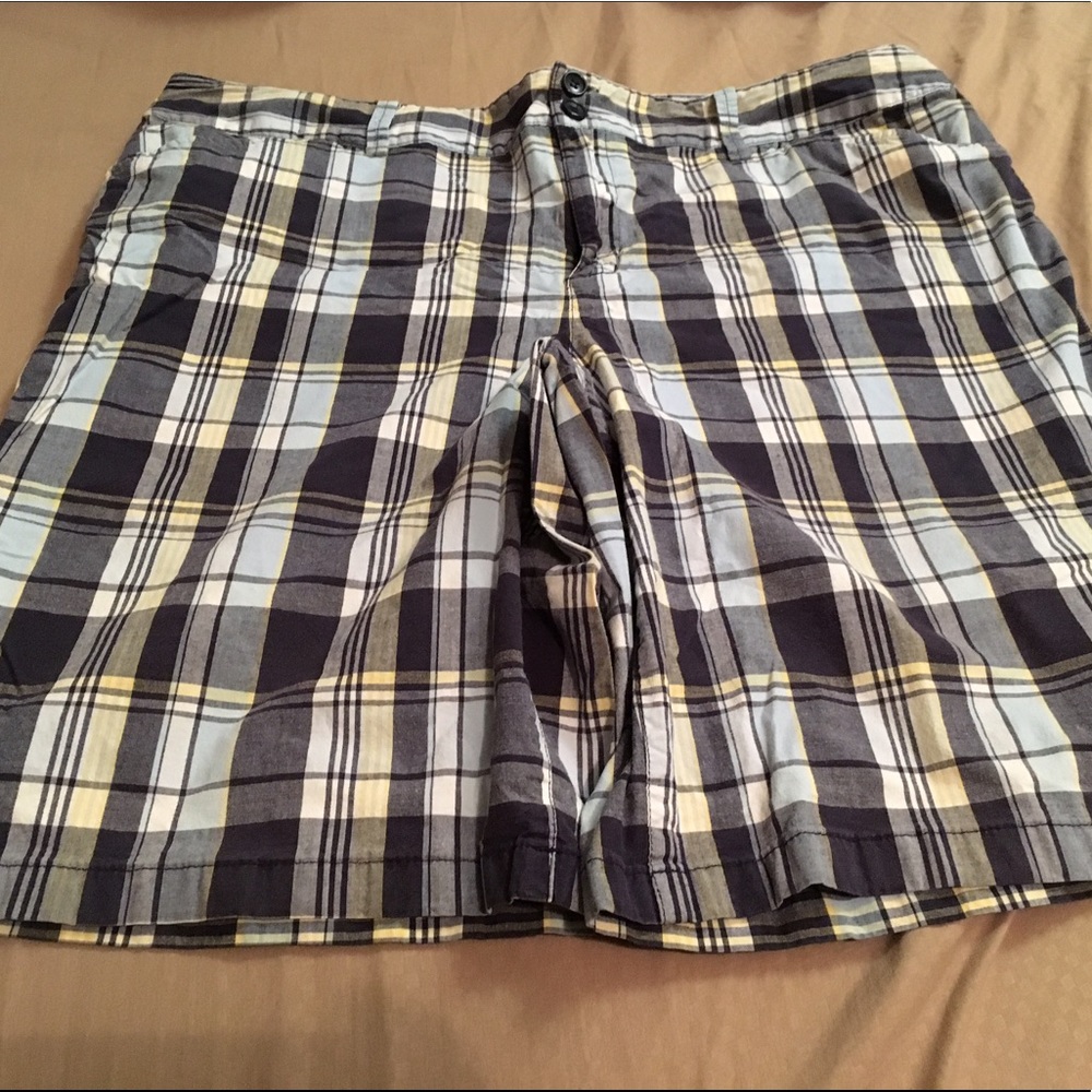 Blue plaid shorts