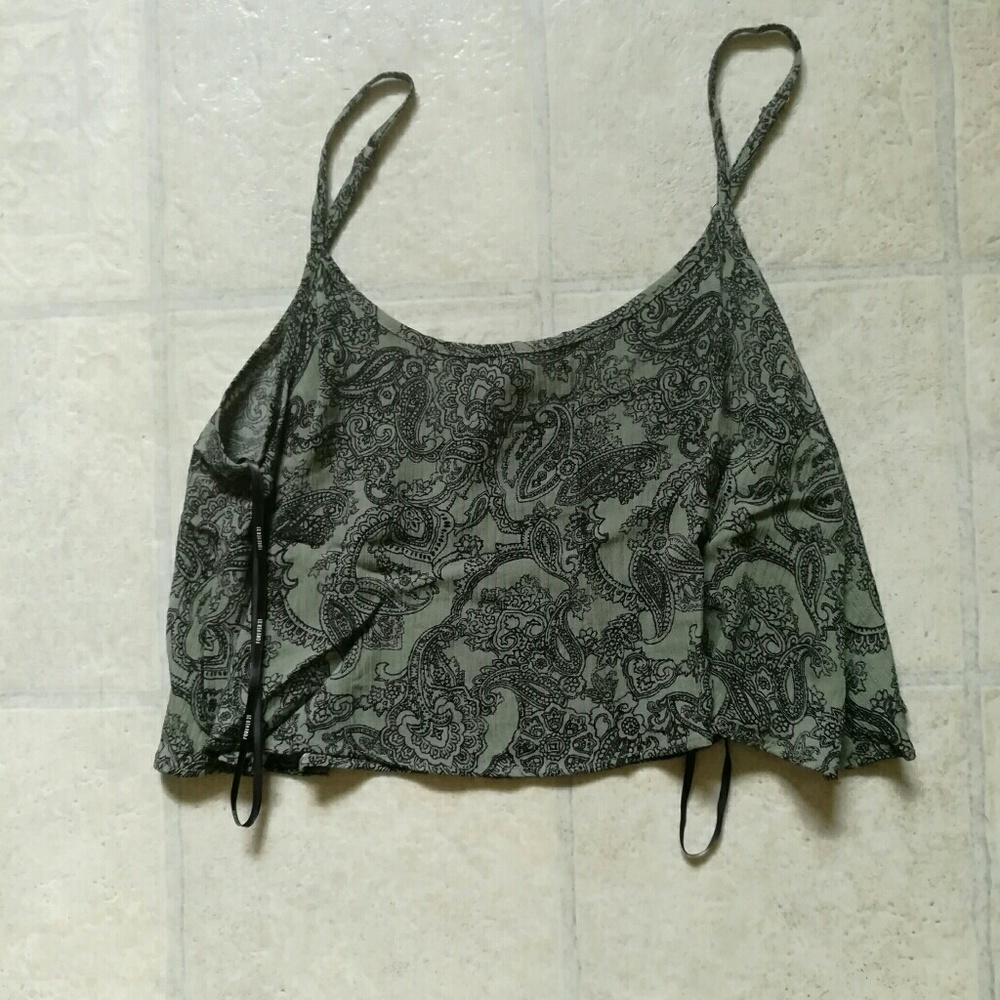 Green Patterned Crop Top