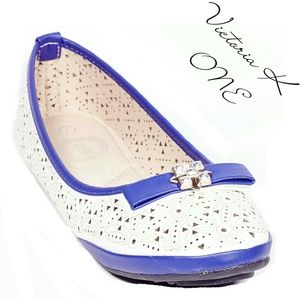 Women Ballet Flats with Bow, b-2094, Beige Blue
