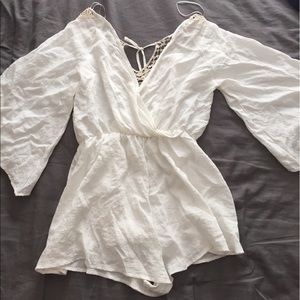 White romper with lace trim