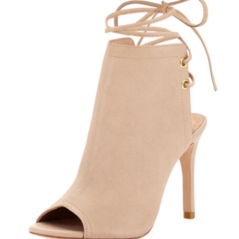 Joie Lexington Leather Peep Toe Bootie - Nude