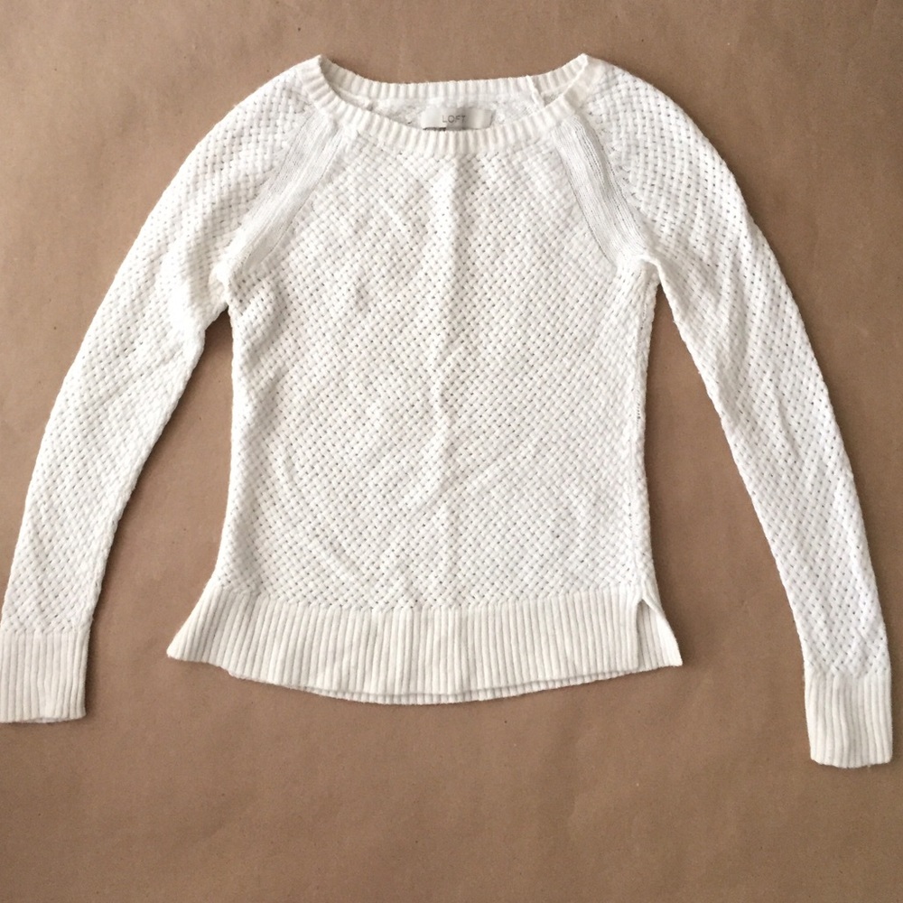Anne Taylor Loft white cable knit sweater